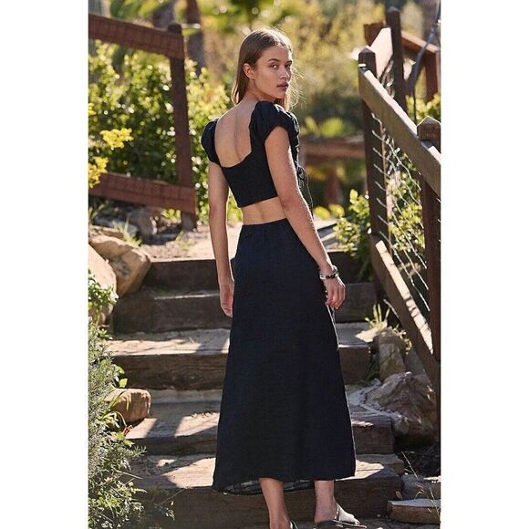 NWT FREE PEOPLE ENDLESS SUMMER EXTRA DOSE MIDI CUTOUT MIDI DRESS BLACK - Picture 2 of 3